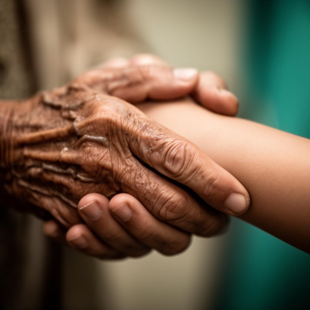 Mãos entrelaçadas em cuidado